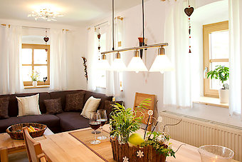 Wohnraum im Ferienhaus für 2-6 Personen im Bayerischen Wald